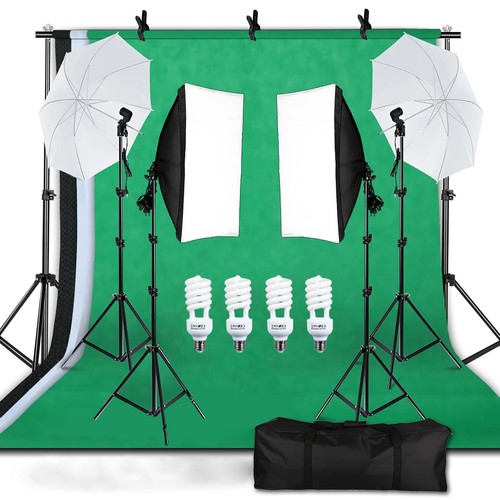 Andoer Photo Studio Lighting Kit, 1.8mx 2.8m/6x 9ft Background Support