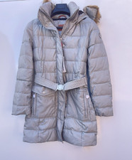 Kangaroos Silver Grey Hooded Belted Parka Winter Coat Faux Fur Trim Size 6 Bnwt
