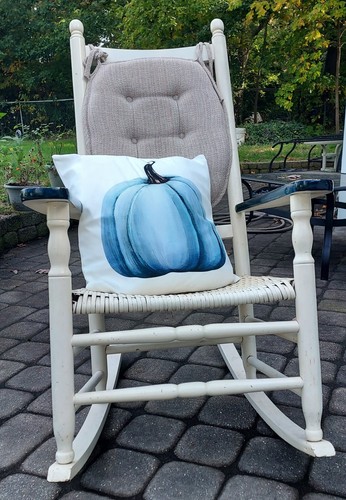 Set of 2. Beautiful blue pumpkin decorative pillow cover 18x18 for fall - Picture 4 of 14