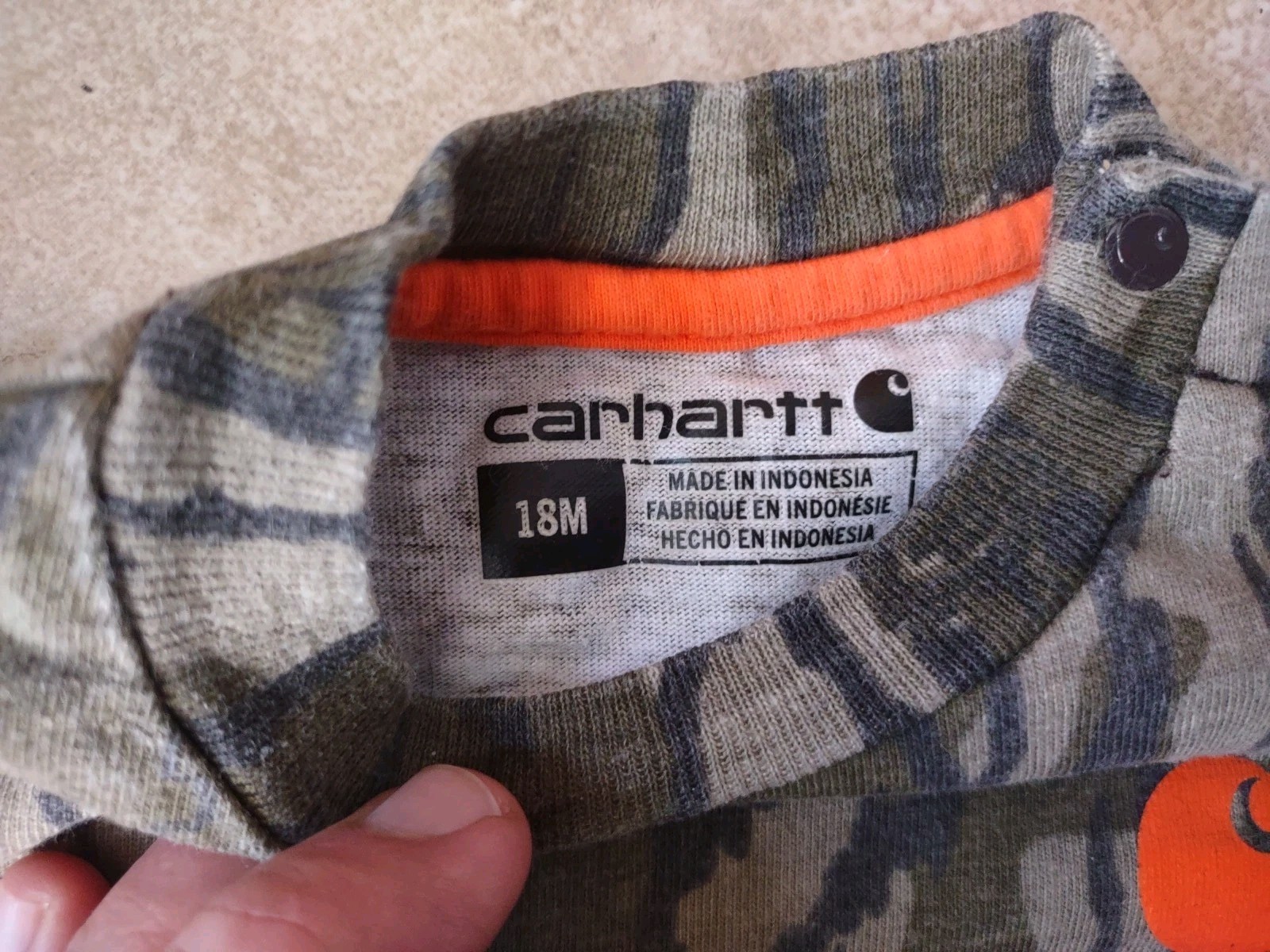 CARHARTT Baby Long Sleeve Camouflage Bodysuit Size 18M Cool Kid Infant Clothing thumbnail 2