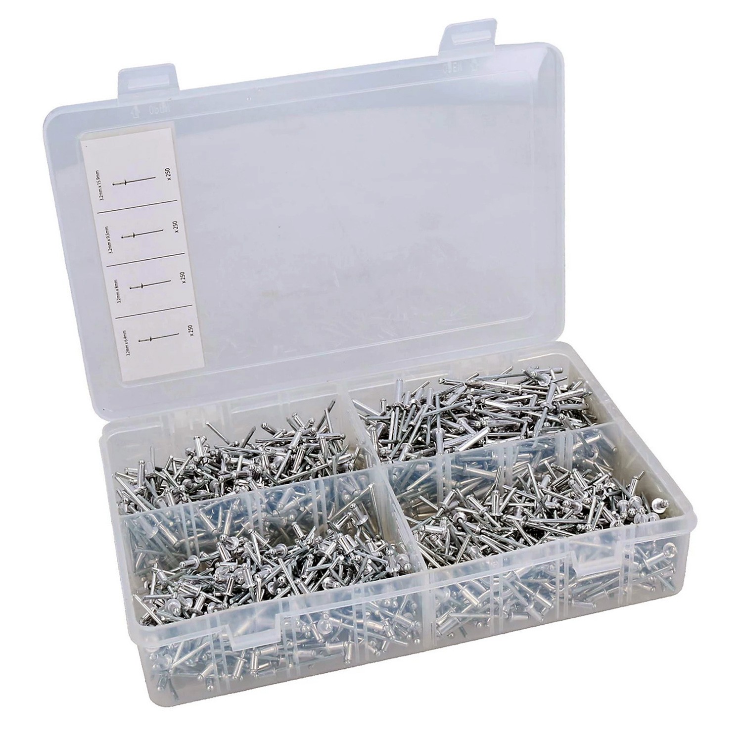 1000pc Blind Pop Rivets 3.2mm Steel Shank Aluminium Head for Hand & Air Riveters