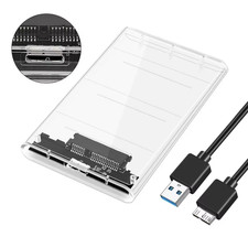 Transparent 2.5" SSD HDD Enclosure - SATA to USB C External Hard Drive Case Box