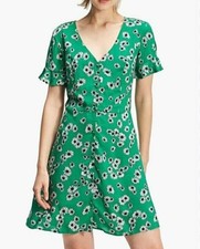 Zara Green Daisy Floral Mini Dress M Cottage Core Fairy Boho Spring Casual