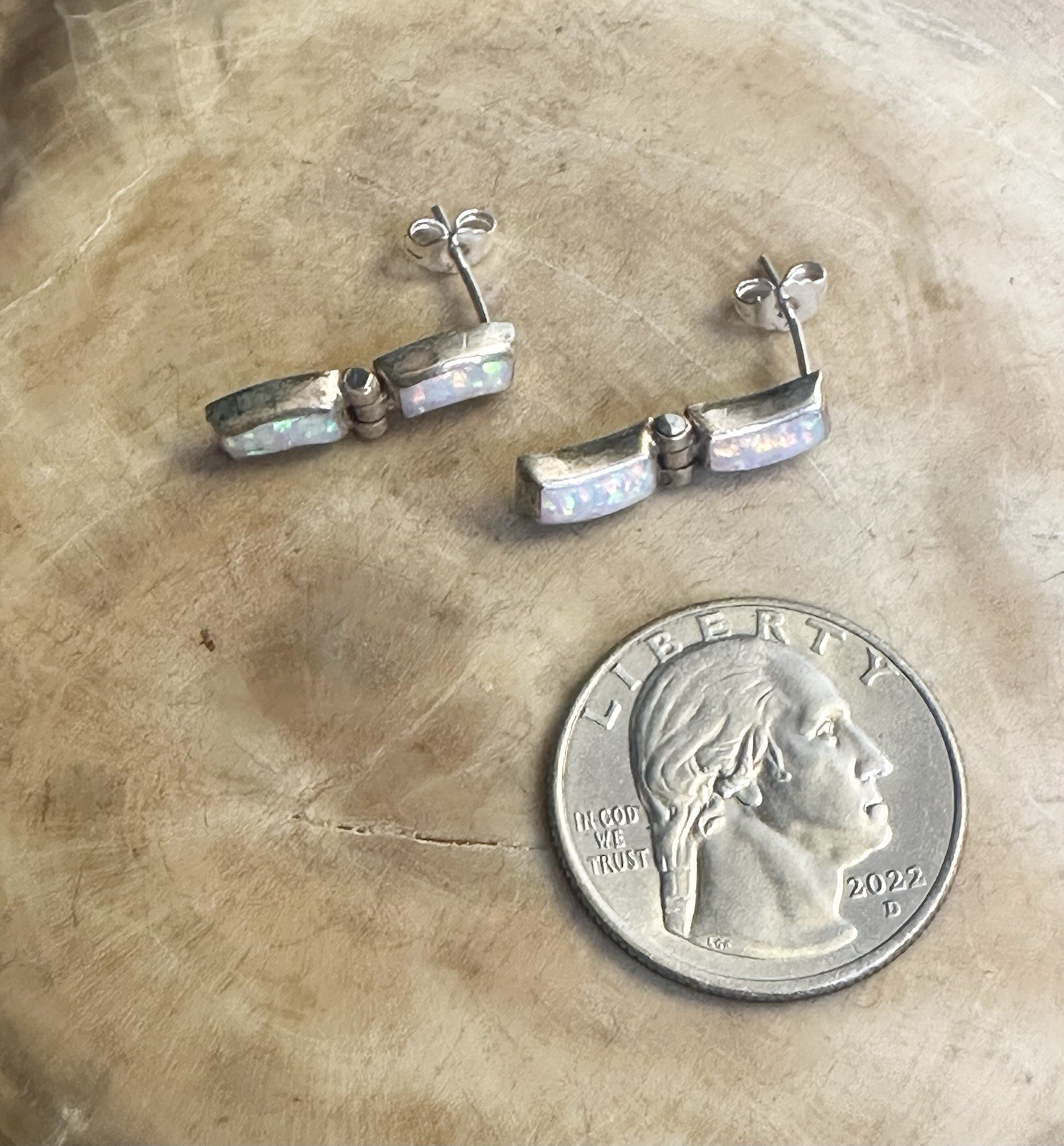 Lovely White Opalite Rectangular 970 Silver Hinge… - image 8