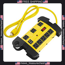 Surge Protector Power Strip with USB, 6ft Cord, Yellow, 1 Outlet