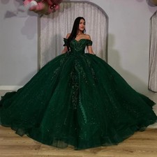 Custom Luxury Emerald Green Quinceanera Dress Crystals Beading Applique Vestidos