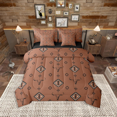 Southwestern Geometric 7 Pieces Comforter Sets Queen,Cowboy Boho Aztec Bedding S