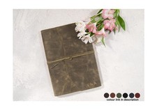 Amalfi A4 Italian Leather Refillable Journal Olive Free Initials Engraving!