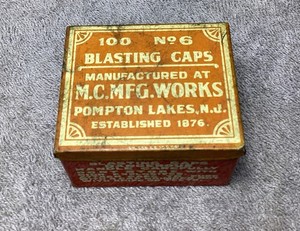 VTG. M.C. MFG. WORKS BLASTING CAPS TIN (EMPTY