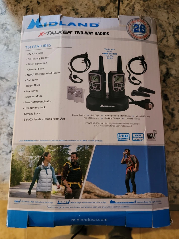 Midland T51VP4 X-Talker Two-Way Radios - 28 Miles - 2 PACK - Image 2 of 2