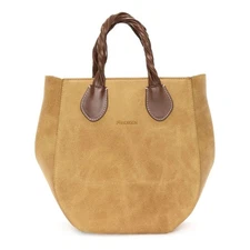JW Anderson Women's Punch Suede Shoulder Tote Bag Caramel Silver
