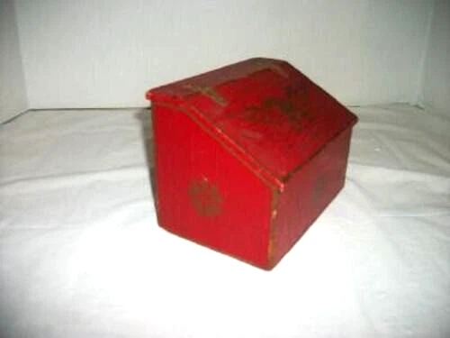 Americana Primitive Wood Recipe Box Stencil Federal Eagle Red Alligatored Finish - Image 4 of 4