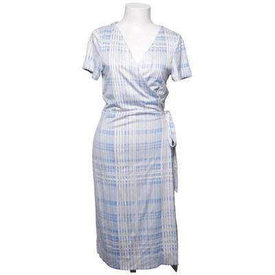 Diane von Furstenberg, Wickelkleid, Größe: 40, Blau/Weiß, Seide, Karo #mOz