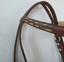 Champion Turf Headstall w/ Horsehair Trim Vintage New Browband Ranch Bridle