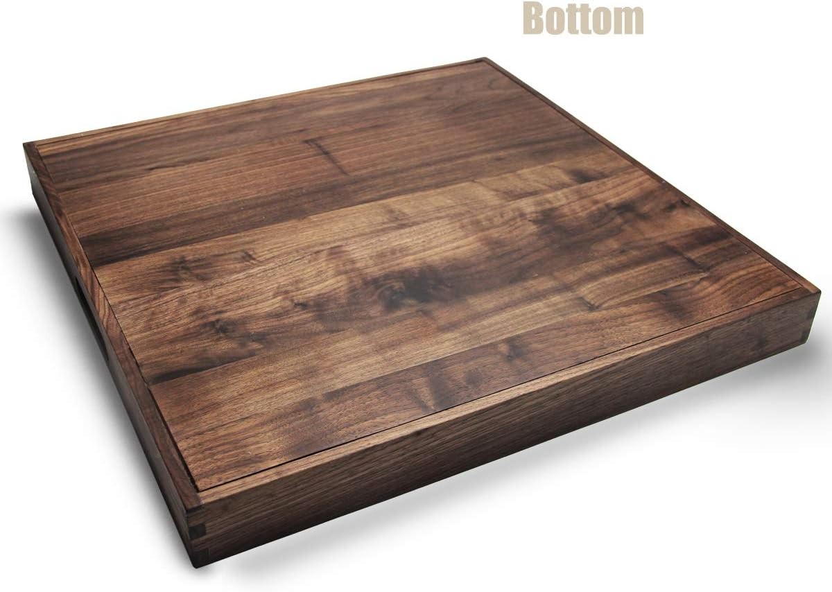 19 x 19 Inches Large Square Black Walnut Wood Ottoman Tray with 