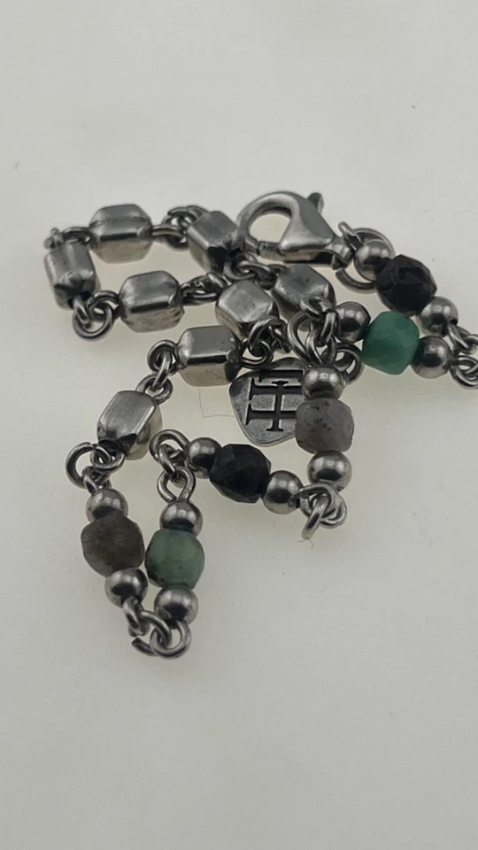 ✨ Pulsera House of Harlow 1960 con cuentas 🌿 Joyería boho chic - Dije con logotipo HH Foto 3 de 4