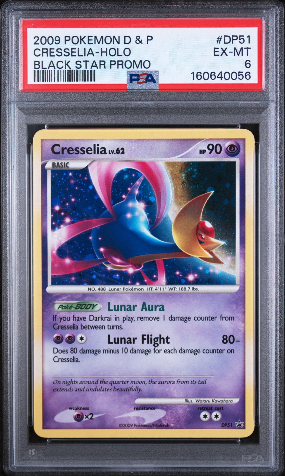 2009 POKEMON DIAMOND & PEARL #DP51 CRESSELIA-HOLO  MOON SWIRL PSA 6 🌙 🌀