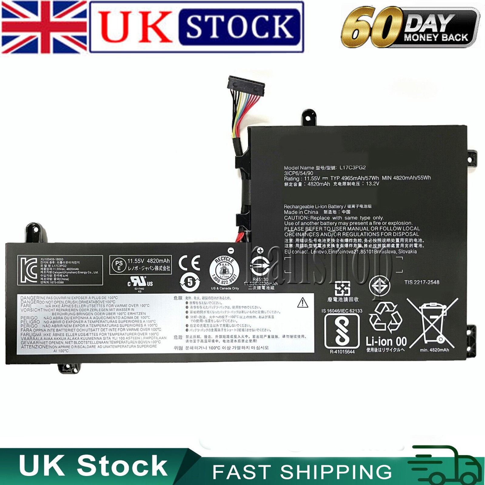 Battery L17C3PG2 L17C3PG1 for Lenovo Legion Y530-15ICH Y545-PG0 Y540-17IRH