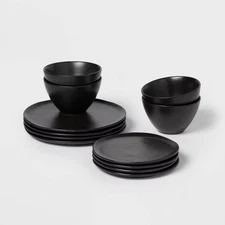 12pc Stoneware Houlton Dinnerware Set Black - Threshold