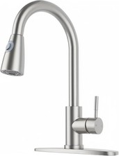 rushed Nickel, High Arc Single Handle 1 or 3 Hole Sink Faucet for Farmhouse