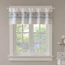 Printed and Pieced Rod Pocket Valance Aqua 50x18"