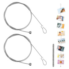 2 Stück Fotoseil Fotodrahtseil Fotos Aufhängen Fotoleine mit 35 Magneten Klammer