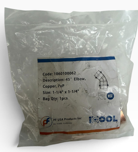 PF USA iCOOL 1060100062 1-1/4" Copper 45° Elbow P x P HVAC Refrigeration