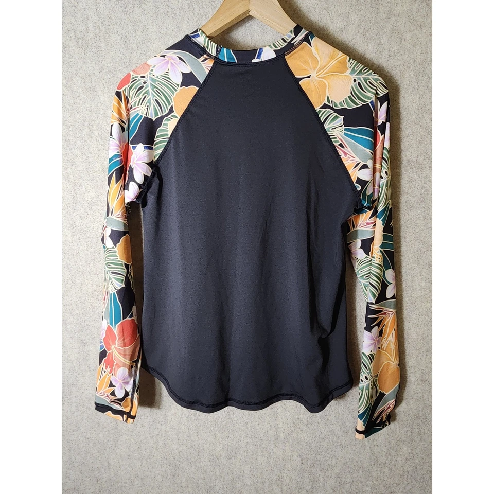 HURLEY Negro Colorido Tropical Floral Surf Protector contra Erupciones UPF 50+ Camiseta para Correr Talla Mtr Foto 2 de 4