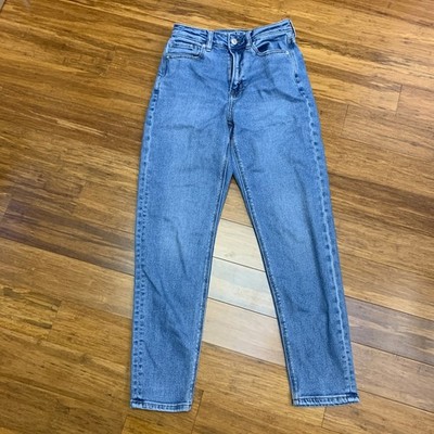American Eagle Outfitters Women's Light Wash Mom Jeans Size 0 Stretch High Rise