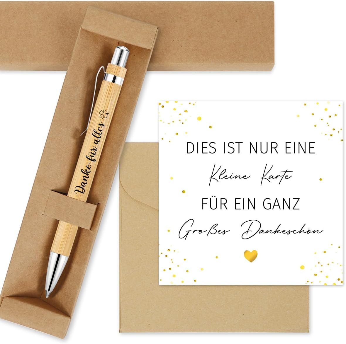 Dankeschön Geschenke - Kugelschreiber mit Gravur - Dankeskarten und Geschenkbox