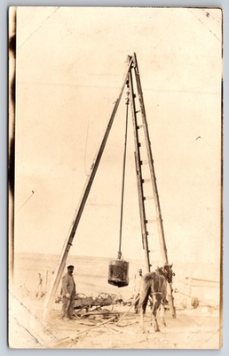#ad Old Water Well? Horse Men Bucket c1910 Real Photo RPPC $11.21