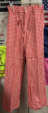Vintage 1970s Straight Leg Pants Picnic Red and White Checkered Size 8