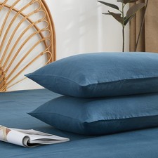 French Linen Pillowcase Set of 2 Breathable Envelope Closure Soft Linen Pillow C