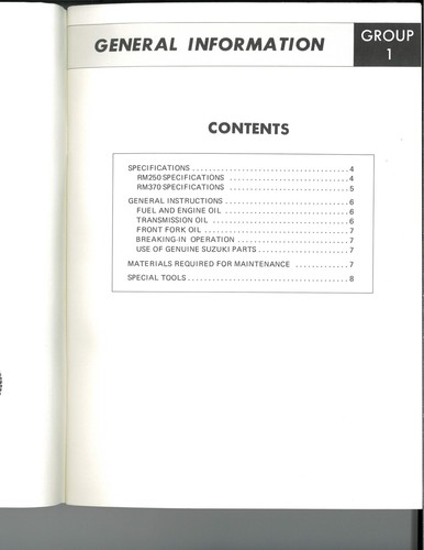 Manual de servicio Suzuki - RM250 / RM370 - 1976 - Imagen 4 de 4