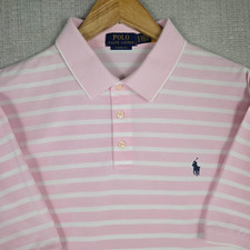POLO RALPH LAUREN Size XL Mens Pink White Polo Shirt Pique Cotton Short Sleeve