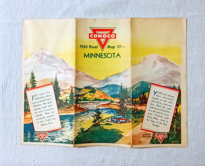 1930 CONOCO GAS STATION ROAD MAP OF MINNESOTA RARE READ DESCRIPTION