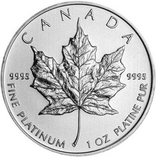 1 oz Canadian Platinum Maple Leaf Coin (Random Year) 2176.82 per troy oz