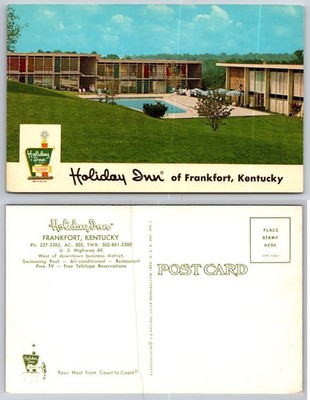 Vintage Holiday Inn Frankfort Kentucky Postcard Mid-Century Modern Motel Pool