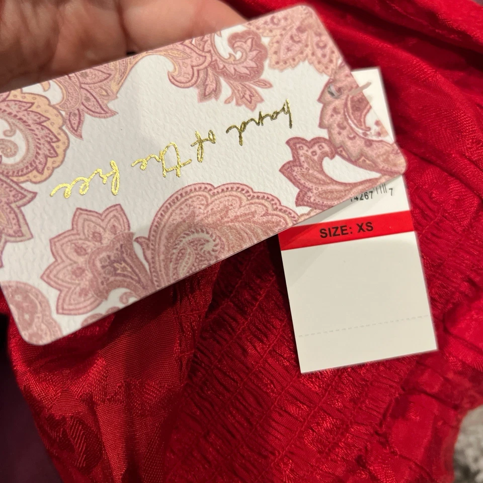 Vestido midi Band of the Free Anita para mujer XS rojo rubí envolvente nuevo con etiquetas Resort Boho Foto 4 de 4