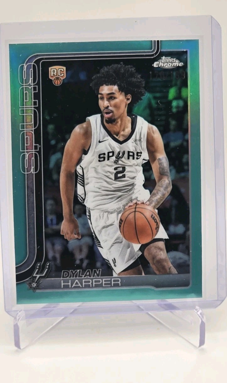2025-26 Topps Chrome Dylan Harper Aqua Refractor /199 Rookie Card RC #252 Spurs