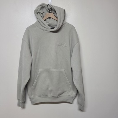 Comfrt Hoodie Mens MED Gray Pullover Fleece Sweatshirt Logo Cozy Travel Lounge