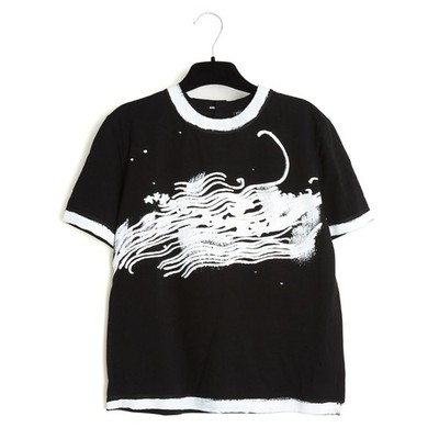 Chanel 2022 T Shirt Croisiere FR38 schwarz Baumwolle bemalt Resort Top UK10 US6 oder 8