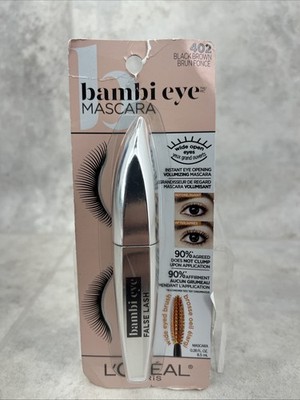 L'Oreal Paris Bambi Eye Washable Mascara Lasting Volume #402 Black Brown New