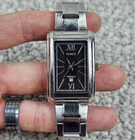 Vintage Men's Timex Indiglo Tank W2 Quartz Stainless Watch Date Display 39mm