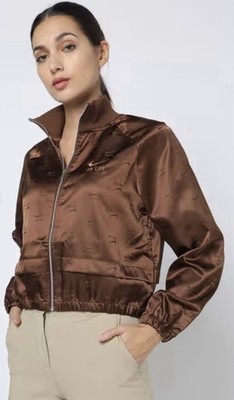 Nike NSW Air Full-Zip Satin Jacket Chocolate Brown Size Medium NWT