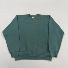 Fruit Of The Loom Sweatshirt Mens Large Green Fleece Crewneck Pullover Blank