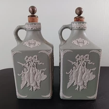 Late 1800's 8 1/2" Tall Dudson Jasperware Oil/Vinegar Set