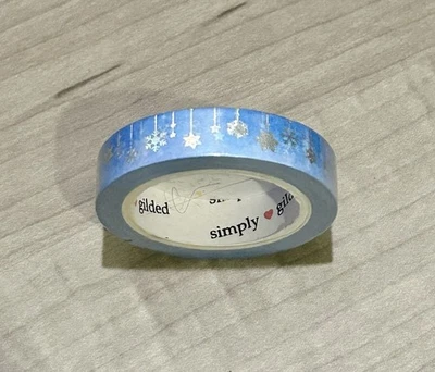 NEW Simply Gilded Blue w/ Silver Snowflake Christmas Ornaments washi tape 10 mm