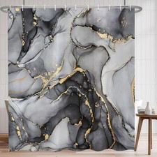 Marble Shower Curtain, Modern Abstract Luxury 72"W x 72"L Pack of 1 Black