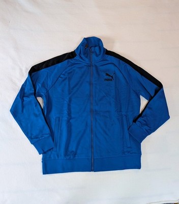 Puma T7 Iconic Mens Track Jacket Full Zip Galaxy Blue Black Stripe NEW